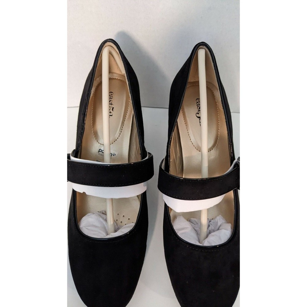 East 5th Womens Size 8 Medium Lefty Black Suede Buckle Pumps shoes With Box - Picture 9 of 11